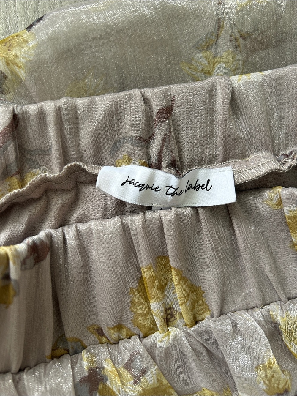 Jacquie The Label Floral Tiered Skirt in Blush Beige and Yellow